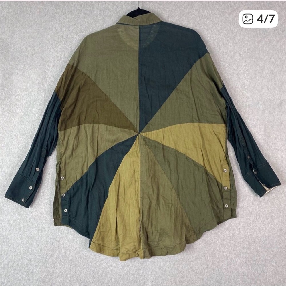 Free People Womens S Rainbow Rays Button Down Long Sleeve Shirt